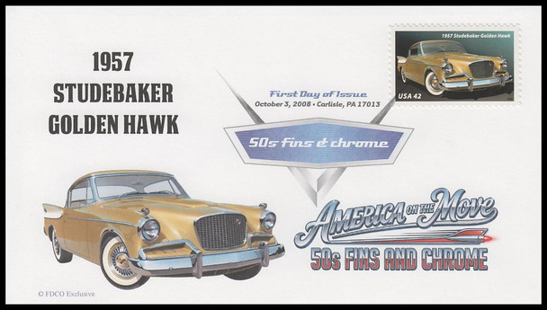 4353 - 4357 / 42c Tail Fins and Chrome 2008 Set of 5 Digital Color Postmark FDCO Exclusive First Day Covers