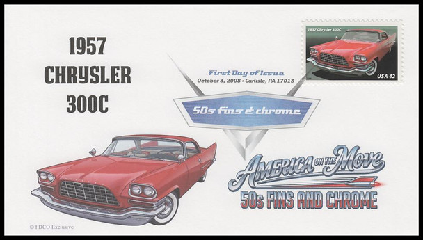 4353 - 4357 / 42c Tail Fins and Chrome 2008 Set of 5 Digital Color Postmark FDCO Exclusive First Day Covers