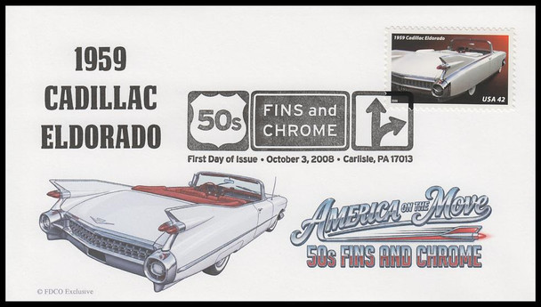 4353 - 4357 / 42c Tail Fins and Chrome 2008 Set of 5 FDCO Exclusive First Day Covers
