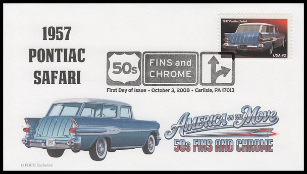 4353 - 4357 / 42c Tail Fins and Chrome 2008 Set of 5 FDCO Exclusive First Day Covers