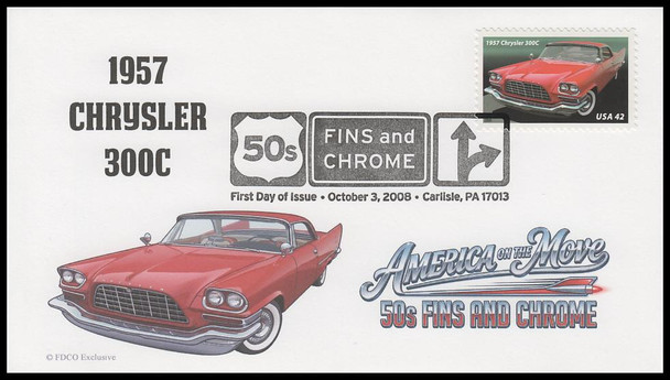 4353 - 4357 / 42c Tail Fins and Chrome 2008 Set of 5 FDCO Exclusive First Day Covers