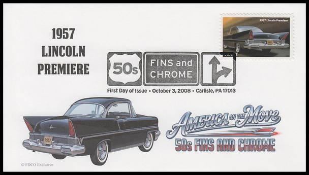 4353 - 4357 / 42c Tail Fins and Chrome 2008 Set of 5 FDCO Exclusive First Day Covers