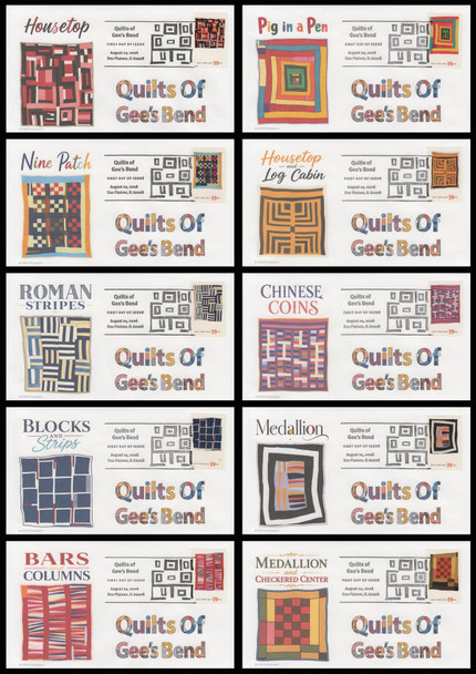 4089 - 4098 / 39c Gee's Bend Quilts 2006 Set of 10 FDCO Exclusive FDCs