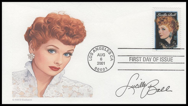 3523 / 34c Lucille Ball : Legends of Hollywood 2001 FDCO Exclusive First Day Cover
