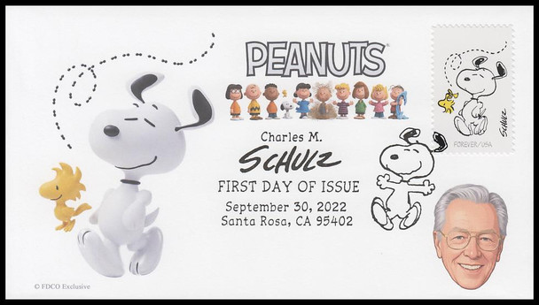 5726a - j / 60c Charles Schulz : Peanuts 2022 Set of 10 FDCO Exclusive First Day Covers