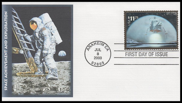 3413a / $11.75 Landing on the Moon Hologram 2000 Fleetwood First Day Cover
