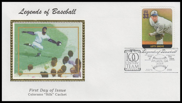 3408k / 33c Lefty Grove : Legends of Baseball 2000 Colorano Silk First Day Cover