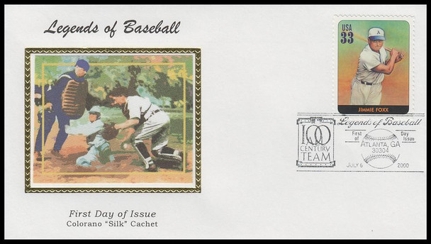 3408p / 33c Satche Paige : Legends of Baseball 2000 Colorano Silk First Day Cover