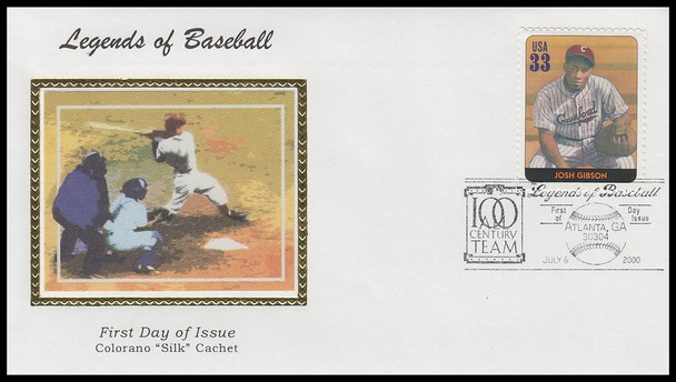 3408r / 33c Josh Gibson : Legends of Baseball 2000 Colorano Silk First Day Cover