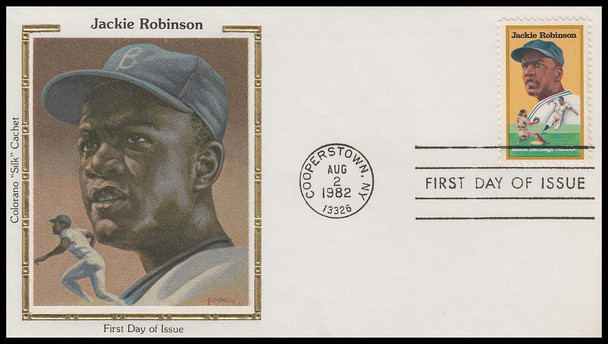 2016 / 20c Jackie Robinson : Baseball : Black Heritage 1982 Colorano Silk First Day Cover