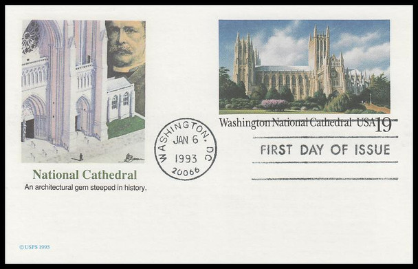 UX166 / 19c Washington National Cathedral 1993 Fleetwood FDC Postal Card