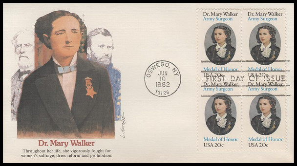 2013 / 20c Dr. Mary Walker Block 1982 Fleetwood First Day Cover