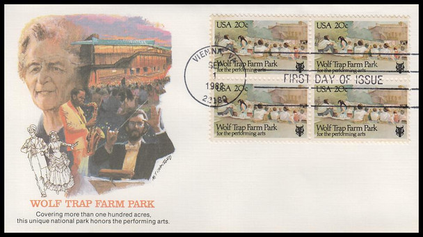 2018 / 20c Wolf Trap Farm Park Block 1982 Fleetwood First Day Cover