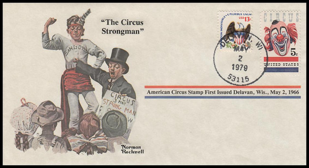 The Circus Strongman : Norman Rockwell 1979 PCS Commemorative Cover