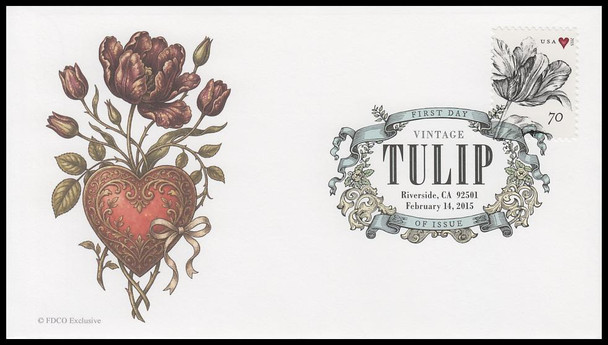 4960 / 70c Vintage Tulip : Wedding Series 2015 Digital Color Postmark FDCO Exclusive FDC