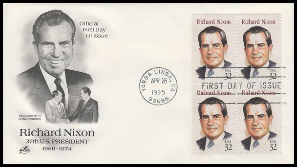 2955 / 32c Richard M. Nixon : President 1995 Block Artcraft First Day Cover