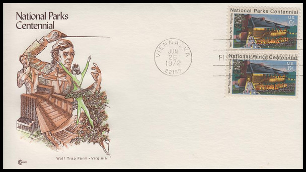 1452 / 6c Wolf Trap Farm : National Parks Centennial 1972 Cover Craft Cachets FDC w / insert card