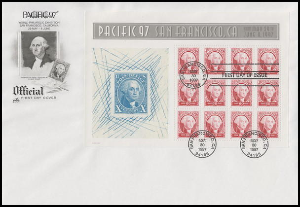 3139 - 3140 / 50c and 60c Pacific '97 Full Sheets 1997 Set of 2 With Brown and Black Cachet Artcraft FDCs