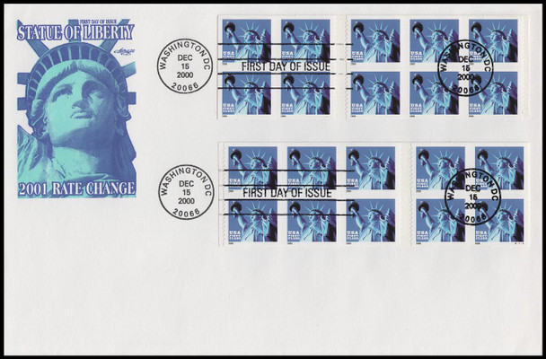 3451b - 3451c / 34c Statue of Liberty Booklet Panes 2000 Artmaster First Day Cover