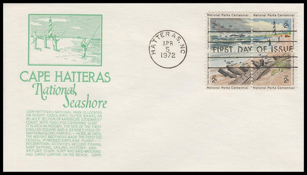 1451a / 2c National Parks Centennial : Cape Hatteras 1972 Anderson First Day Cover