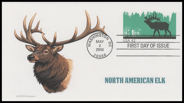 U663 / 42c Elk 6¾ Postal Stationary Envelope 2008 FDCO Exclusive First Day Cover