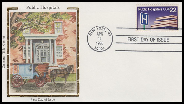 2210 / 22c Public Hospitals 1986 Colorano Silk First Day Cover