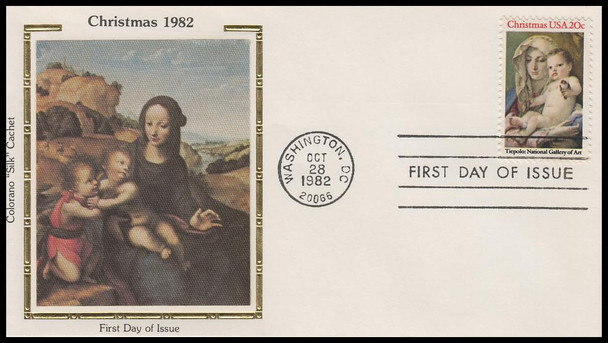 2026 / 20c Madonna and Child : Traditional Christmas 1982 Colorano Silk First Day Cover