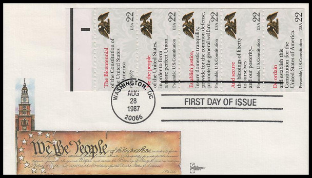 2359a / Drafting of the Constitution Booklet Pane 1987 Gill Craft First Day Cover