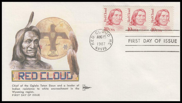 2175 / 10c Red Cloud Strip 1987 Gill Craft First Day Cover