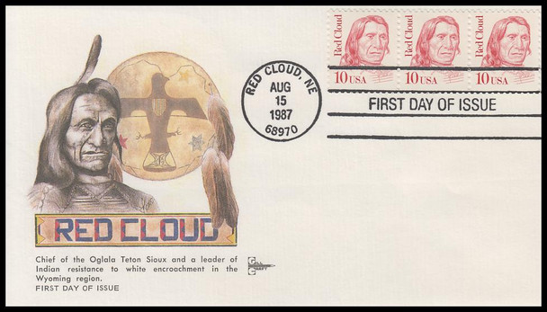 2175 / 10c Red Cloud Strip 1987 Gill Craft First Day Cover #2