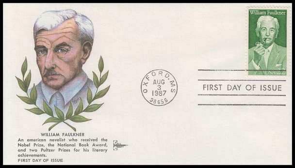 2350 / 22c William Faulkner 1987 Gill Craft First Day Cover