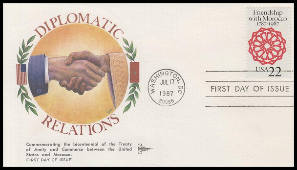2349 & 642 / 22c Treaty of Friendship with Morocco Joint Issue 1987 Set of 4 Gill Craft First Day Cover