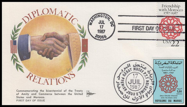 2349 & 642 / 22c Treaty of Friendship with Morocco Joint Issue 1987 Set of 4 Gill Craft First Day Cover