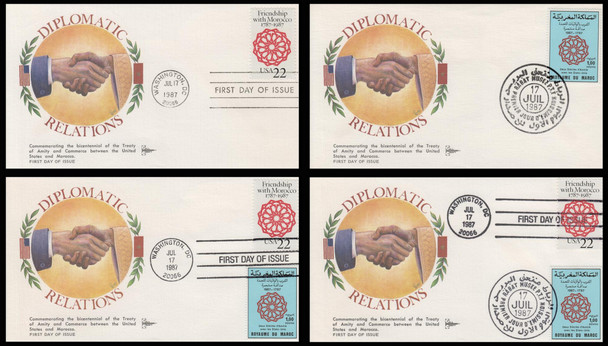 2349 & 642 / 22c Treaty of Friendship with Morocco Joint Issue 1987 Set of 4 Gill Craft First Day Cover