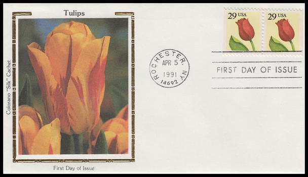 2527 / 29c Tulip Booklet Pair 1991 Colorano Silk First Day Cover