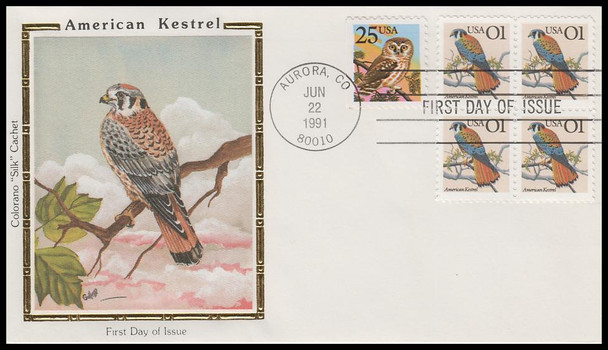 2476 / 1c American Kestrel 1991 Colorano Silk First Day Cover