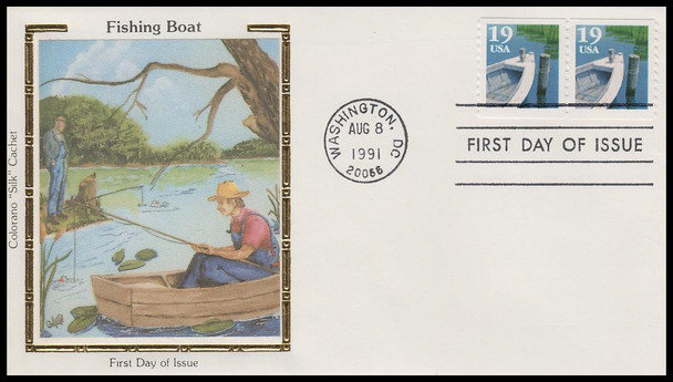 2529 / 19c Fishing Boat Coil Pair 1991 Colorano Silk First Day Cover