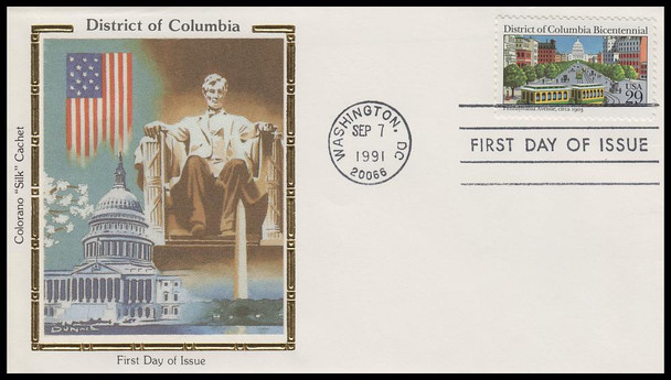 2561 / 29c District of Columbia 1991 Colorano Silk First Day Cover