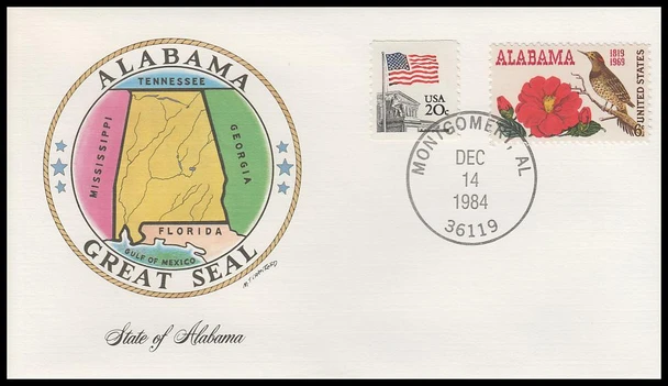 Alabama State Seal 1984 Fleetwood Commemorative Cover