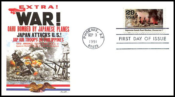 2559a - j / 1941 : " A World at War " Set of 10 : World War II / WWII Series 1991 Fleetwood FDCs