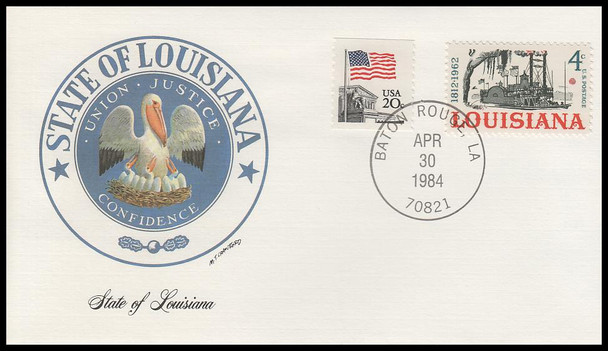 Louisiana State Seal 1984 Fleetwood Commemorative Cover