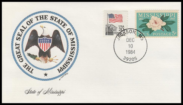 Mississippi State Seal 1984 Fleetwood Commemorative Cover