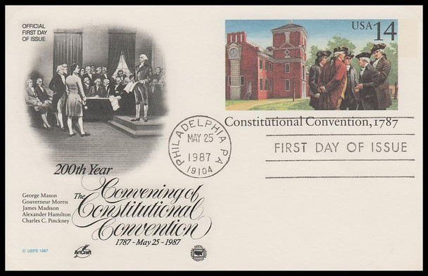 UX116 / 14c Constitution Convention 1987 Artcraft / PCS Postal Card First Day Cover