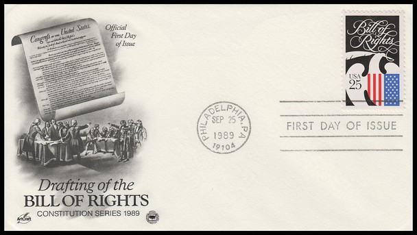 2421 / 25c Drafting of the Bill of Rights 1989 Artcraft / PCS First Day Cover