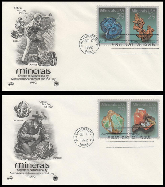 2700 - 2703 / 29c Minerals 1992 Set of 2 PCS First Day Cover