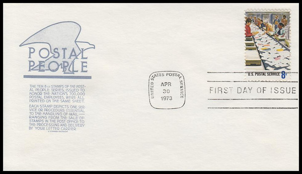 1489 - 1498 / 8c Postal Service Employees 1973 Set of 10 Anderson First Day Covers