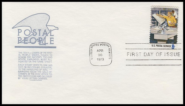 1489 - 1498 / 8c Postal Service Employees 1973 Set of 10 Anderson First Day Covers