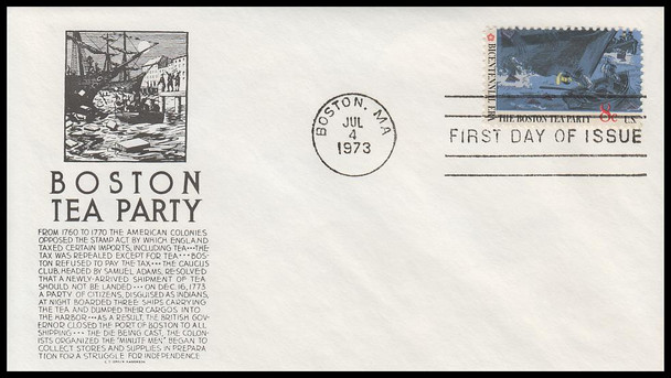 1480 - 1483 / 8c Boston Tea Party 1973 Set of 4 Anderson First Day Covers