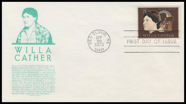 1487 / 8c Willa Cather 1973 Anderson First Day Cover