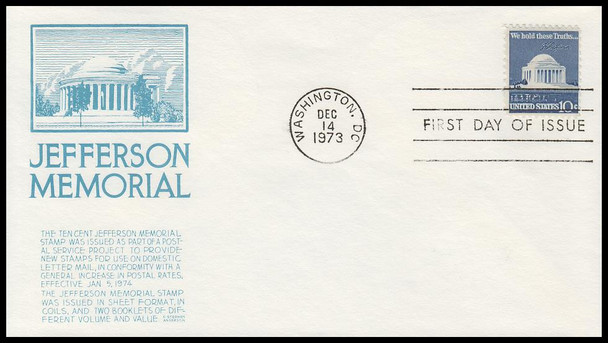 1510 / 10c Jefferson Memorial 1973 Anderson First Day Cover